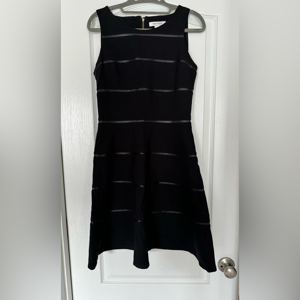 White House Black Market Faux Leather and Ponte Dress